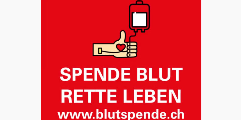 Eine Illustration mit der Aufschrift "Spende Blut und rette Leben"