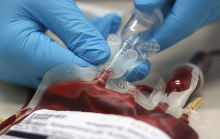 Une transfusion sanguine est en cours de préparation.