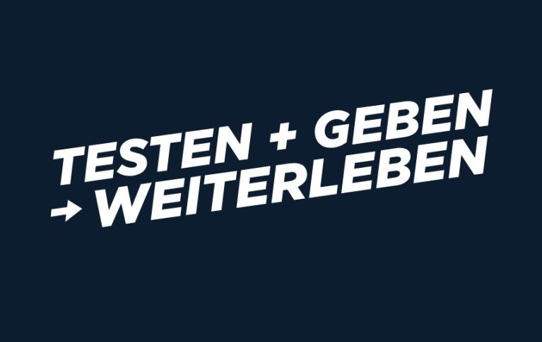 Claim der League for Hope: Testen, geben, weiterleben