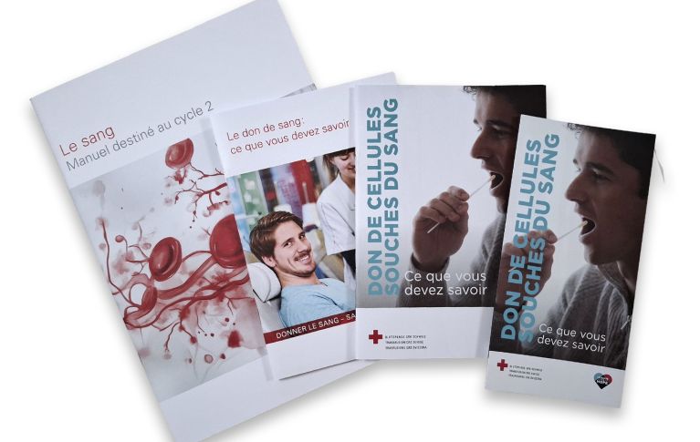 Aperçu des brochures et du matériel pédagogique de Transfusion CRS Suisse