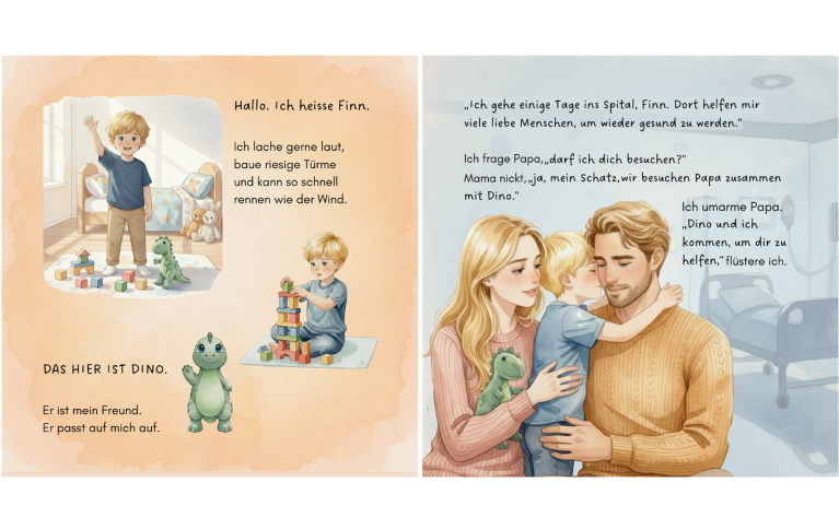 Zwei Seiten aus dem Buch "als Papa müde wurde"